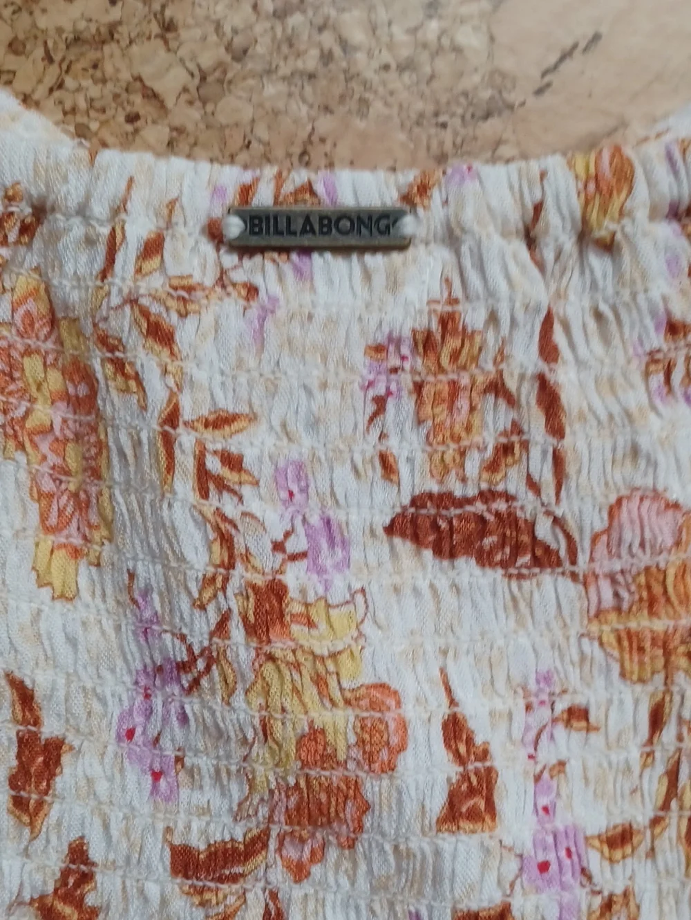 Billabong Swept Away Orange/Purple/Yellow Floral Smocked Maxi Dress Size L NWT - Picture 8 of 8